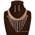 Latest design gold plated rhinestone necklace and earring set